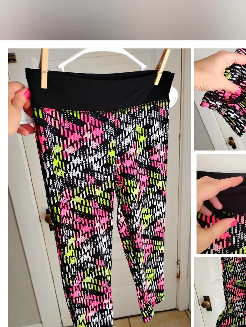 Juniors cropped neon athletic leggings